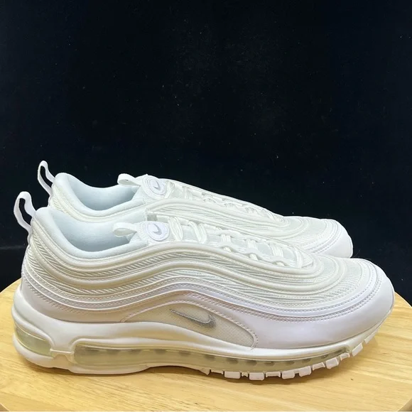 Nike Air Max 97 Triple White Wolf Grey Sneakers 921826 101 Men's Size 11 NEW - Picture 9 of 10